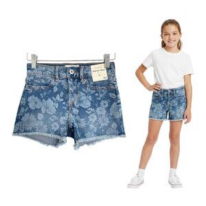 Abercrombie Kids Shorts Girls 9-10 Blue Denim High Rise Shortie Floral Print